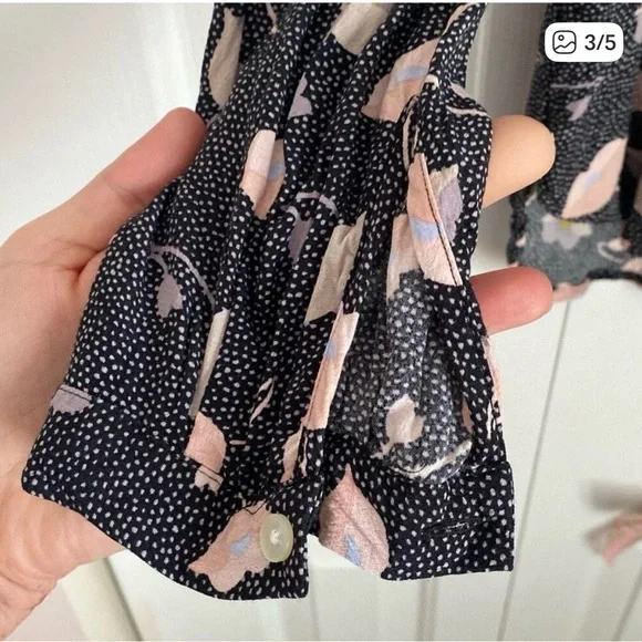 LOFT Black and Pink Floral Blouse - Picture 3 of 5